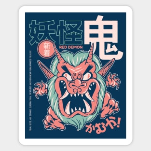 Yokai Oni Red Demon Manga Sticker